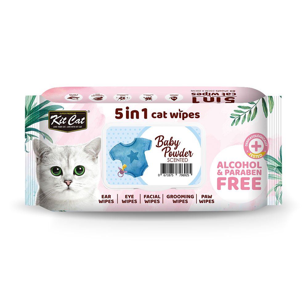 1 (1) Kit Cat 5-in-1 Aloe Vera Scented Cat Wipes - Image 1