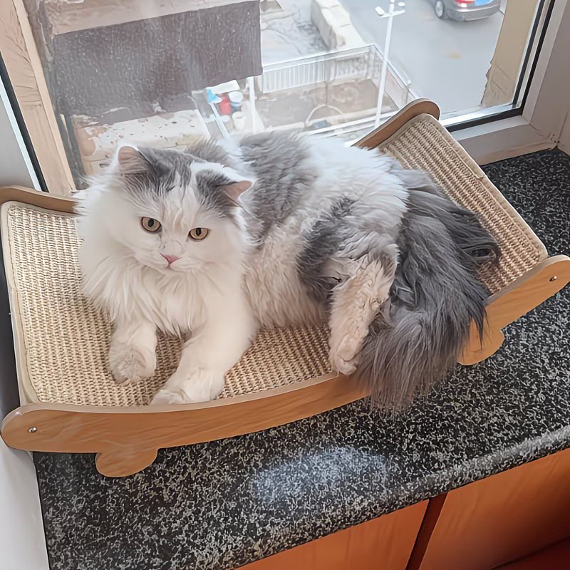 4e7b3bef-2818-4a94-b9a0-4834eadb0754 Wooden Cat Scratching Board and Bed - Image 1