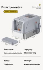 Closed XXXL Stainless Steel Cat Litter Box - Image 3