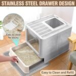 Closed XXL Stainless Steel Cat Litter Box - Image 3