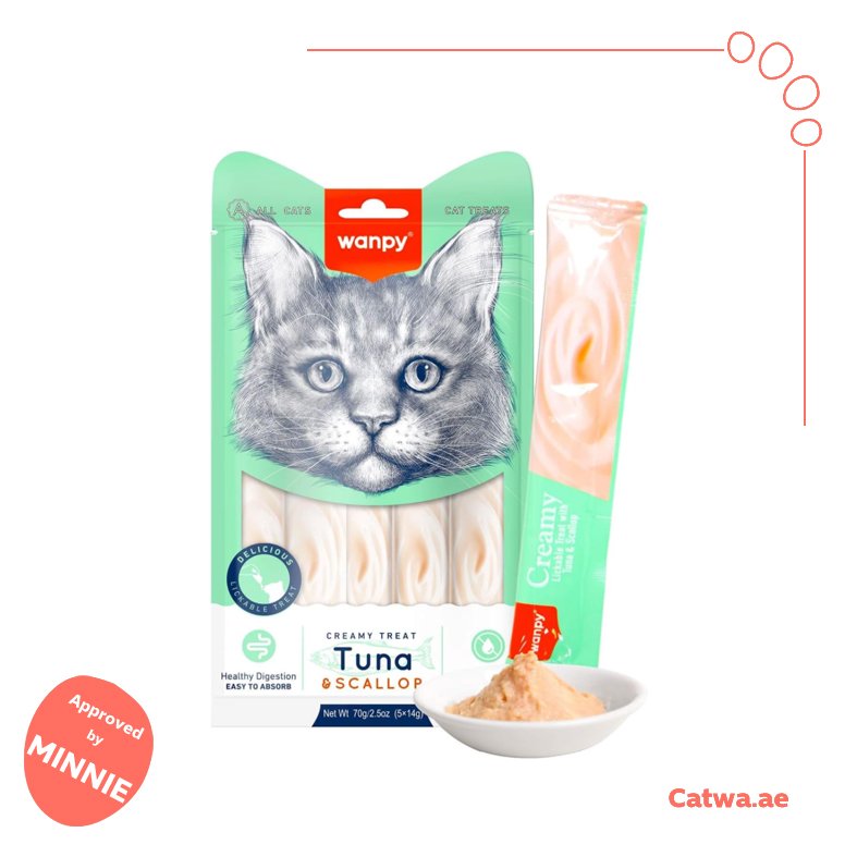 139 Wanpy Creamy Lickable Cat Treats – Tuna & Scallop 5*14 G - Image 1