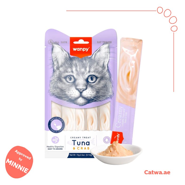 141 Wanpy Creamy Lickable Cat Treats – Tuna & Crab 5*14 G - Image 1