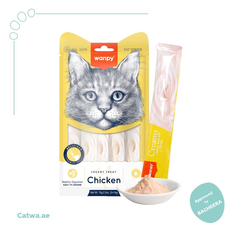 143 Wanpy Creamy Lickable Cat Treats – Chicken 5*14 G - Image 1