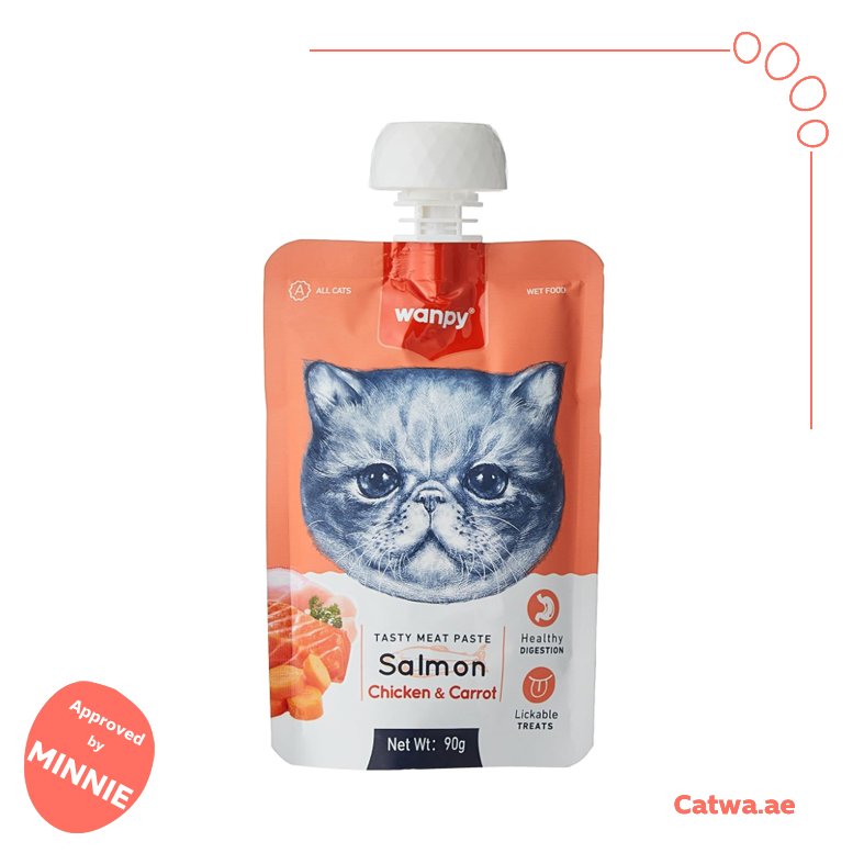 146 Wanpy Tasty Meat Paste Salmon, Chicken and Carrot for Cats 90 G - Image 1