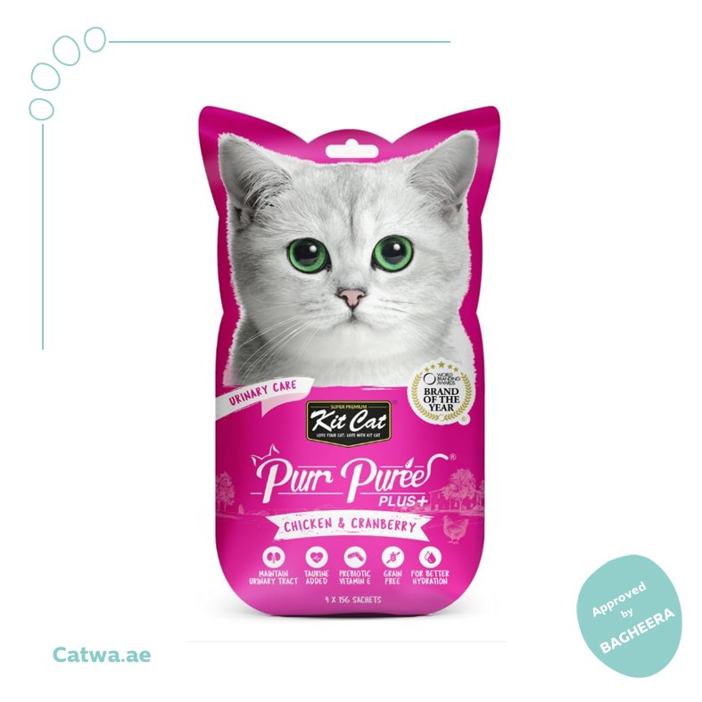 89 Kit Cat Purr Puree Plus Chicken & Cranberry - Urinary Care - 4*15 G - Image 1